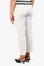 Celine White/Navy Blue Cotton High Waisted Trousers Size 38