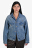 Miu Miu 2023 Denim Embroidered Logo Blouson Jacket Size 38