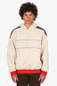Gucci Beige Web Striped Light Neoprene Logo Hoodie Size XL Men's