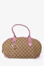 Gucci Purple/Beige GG Canvas Leather Heart Bit Shoulder Bag