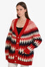 Gucci 2020 Wool Zigzag Jacquard Deep V-Neck Cardigan Size S