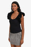 Ulla Johnson Black Ribbed Ruffle Shoulder Tank Top Size S