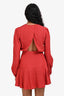 Maje Red Satin Long Sleeve Mini Dress Size 34
