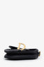 Christian Dior Black Grained Leather Mini Saddle Bag with Canvas Strap
