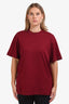 Gucci 2025 Burgundy Red Logo Embroidered Short Sleeve T-Shirt Size M