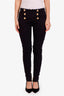Balmain Black Gold Zipper Detail Skinny Jeans Size 40