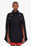 Victoria Beckham Navy Wool Belted Cape Size XS