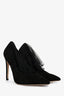 House Of CB Black Suede Sheer Swiss Dot Tulle 'Aurelia' Heels Size 38