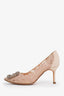 Manolo Blahnik Beige Lace Satin Hangisi Pumps Size 36.5