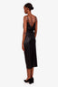 Paco Rabanne Black Metallic Ruched Buttoned Midi Dress Size 44