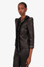 Balmain Black Quilted Leather Silver Chain Trim Jacket Size 42