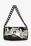 Pochette Chanel « Coco Window » en vinyle noir de 2003, modèle de seconde main avec bandoulière en chaîne acrylique