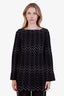 Alaïa Black Wool Blend Knit Wave Print Tunic Top Size 38