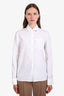 Prada 2022 White Crisp Poplin Triangle Logo Badge Button Up Shirt Size 36