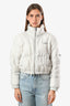 Brunello Cucinelli Beige Beaded Detail Cropped Puffer Jacket Size 40