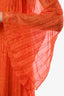 Gucci Orange Silk Pleated L S Oversized Maxi Dress Size 40