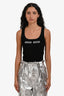 Miu Miu 2023 Black Ribbed Logo Tank Top Size 38