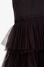 Brunello Cucinelli Black Mesh Feathered Midi Dress Size S