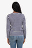 Play Comme des Garçons White/Blue Striped Long Sleeve T-Shirt Size Medium