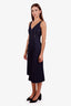 Alexander McQueen Navy Cotton Sleeveless Asymmetrical Midi Dress Size 36