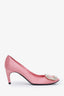 Roger Vivier Pink Satin Crystal Buckle 'Trompette' Heels Size 37.5