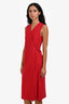 Theory Red Linen Blend A-Line Wrap Dress Size 2