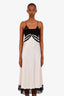 Saint Laurent Champagne/Black Silk Lace Knee-Length Dress Size 38