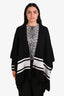 Sandro Black Knit Flore Striped Poncho Style Cardigan Size One Size
