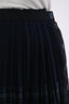 Chloe Navy Silk Pleated Button-Down Contrast Stitching Mini Skirt Size 34