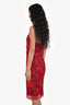 Dolce & Gabbana Black/Red Floral Lace Tube Mini Dress Size 44