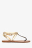 Louis Vuitton Monogram Thong Gold Leather Strap Sandals Size 36