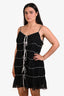 Mirror Palais Black/White Silk Ruffle Tunnel Gown Shell Mini Dress Size XXL