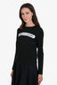 Pre-Loved Chanel™ 2017 Black Cotton Long Sleeve 'Gabrielle Chanel™' Top Size 36