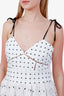 Self-Portrait White/Black Polka Dot Eyelet Lace Dress Size 8