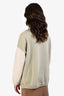 Loewe Cream/Sage Green/Grey Wool Partial Button-Up Polo Sweater Size S