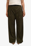 Loewe Green Wool with Black Leather Waistband Trousers Size 44