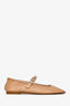 Le Monde Beryl Beige Leather Mary Jane Flats Size 39.5