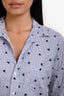 Frank & Eileen Blue Pinstripe Heart Printed Crinkle Button-Up Shirt Size Small