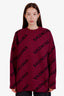 Balenciaga Purple/Black Wool Logo All Over Oversized Sweater Size S