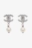 Pre-loved Chanel™ 07V Silver Tone Pearl CC Drop Earrings
