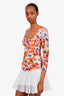 Isabel Marant Pink/Blue Floral Printed Stretch Blouse Size 34