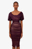 Dolce & Gabbana 2014 Runway Purple Silk Ruched Maxi Dress Size 42