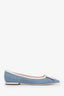 Roger Vivier Denim/White Leather Trimmed Pointed Toe Flats Size 40