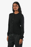 Burberry Black Wool Nova Check Neck Trip Button Up Cardigan Size M