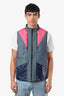 Valentino Blue/Pink Canvas Faux Leather Colourblock Jacket Size 42 Mens