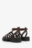 Celine Brown Leather Clea Triomphe Gladiator Flat Sandals Size 39