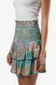 Mini-jupe étagée à taille froncée Hemant & Nandita à motif floral bleu/doré multicolore, taille S