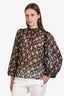 Ulla Johnson Black/Gold Sheer Long Sleeve Blouse Size S