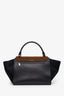 Sac à main Celine Trapeze moyen en cuir noir et cuir de poney marron