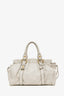 Miu Miu Cream Leather Vitello Shine Gathered Tote with Strap